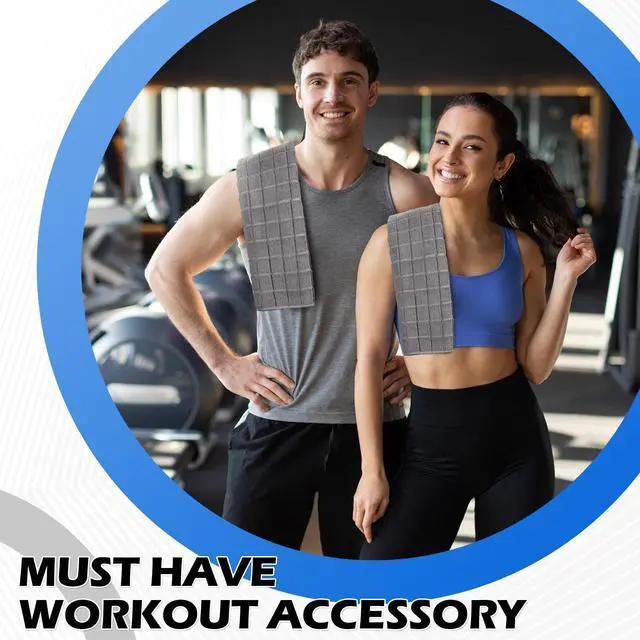 Alt view image 7 of 7 - Microfiber Workout Towels, 3 Pack Grey Gym Sweat Sports Towel for Yoga, Tennis, Running, Exercise, Working Out, Camping, Quick Dry, Highly Absorbent, for Women & Men, 16 x 27 Inch