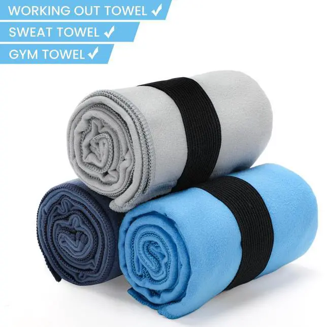 Alt view image 3 of 7 - 3 Pack Gym Towel Men Women Quick Dry Microfiber Workout Gear for Body Sweat Sports Exercise Fitness Tennis Running Cycling Hiking Weight Lifting Yoga Towels(3 Pack)