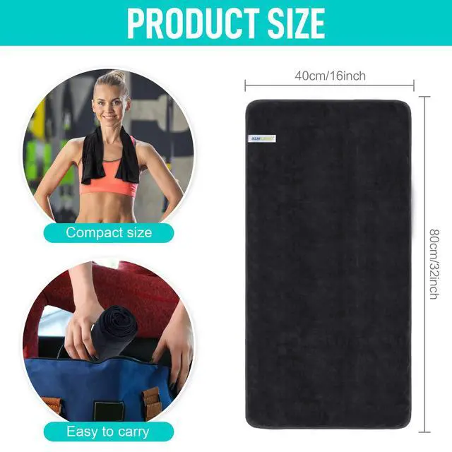 Alt view image 2 of 7 - Microfiber Gym Towels, Workout Sweat Towel 16x32, 3 Pack Black