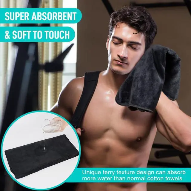Alt view image 4 of 7 - Microfiber Gym Towels, Workout Sweat Towel 16x32, 3 Pack Black