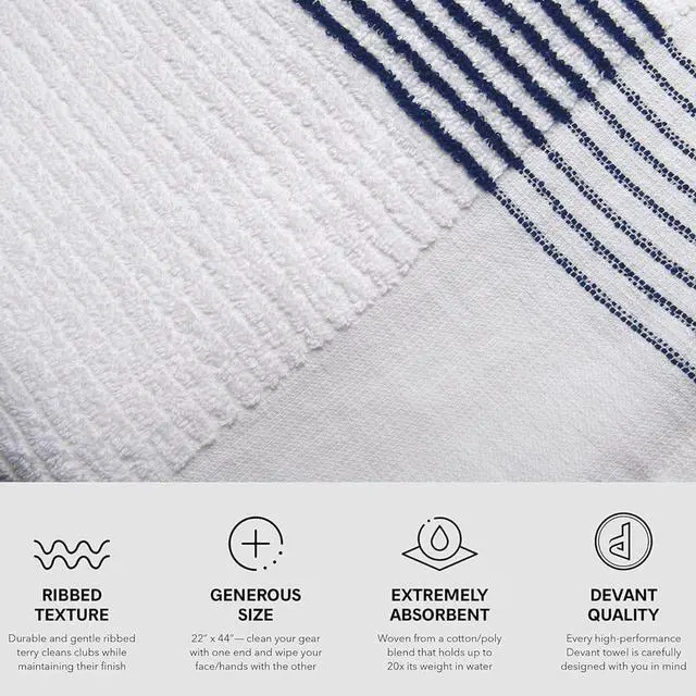 Alt view image 2 of 6 - Extra Large Caddy Golf Towel, Navy/White Stripes