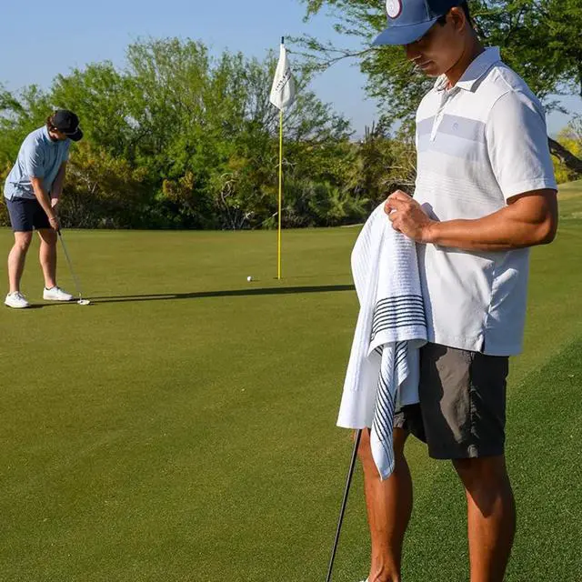 Alt view image 6 of 6 - Extra Large Caddy Golf Towel, Navy/White Stripes