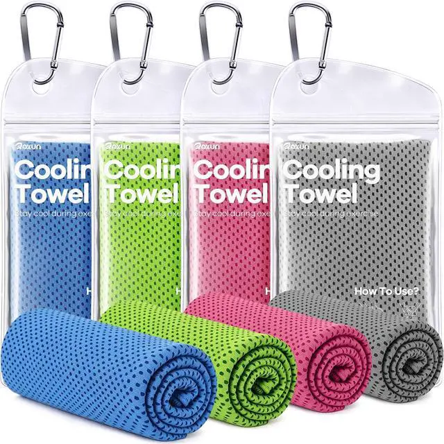 Main image of Cooling Towels, 4 Pack (40''x12'') Chilly Ice Rags for Neck and Face