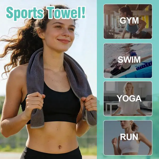 Alt view image 5 of 7 - 2 Pack Microfiber Gym Towels, 380 GSM 15x31 Inch