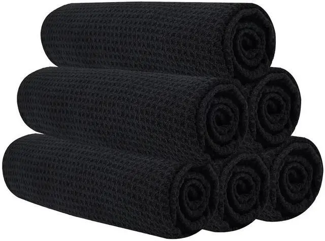 Main image of Microfiber Gym Towels for Working Out, Quickly Dry Yoga Towels for Men & Women Tennis, 16 Inch x 27 Inch, 6 Pack, Black