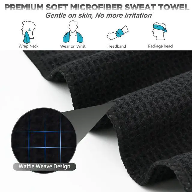 Alt view image 2 of 7 - Microfiber Gym Towels for Working Out, Quickly Dry Yoga Towels for Men & Women Tennis, 16 Inch x 27 Inch, 6 Pack, Black
