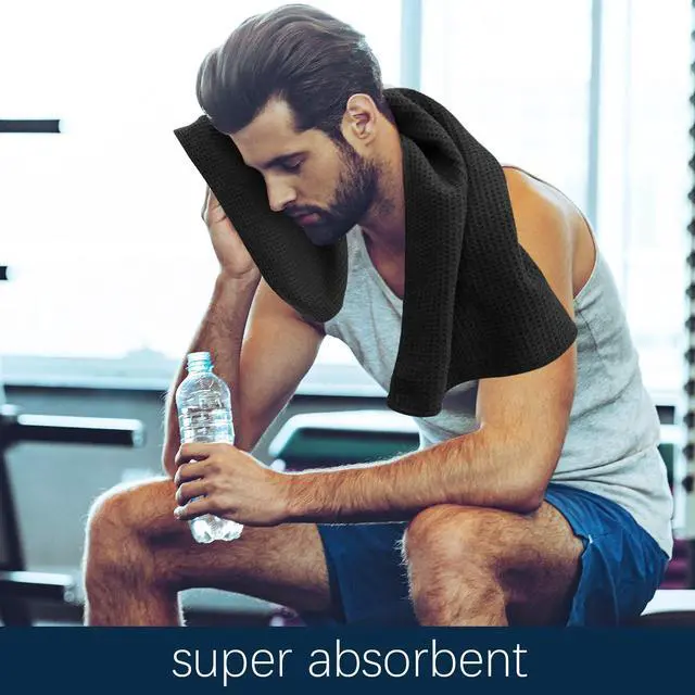 Alt view image 4 of 7 - Microfiber Gym Towels for Working Out, Quickly Dry Yoga Towels for Men & Women Tennis, 16 Inch x 27 Inch, 6 Pack, Black