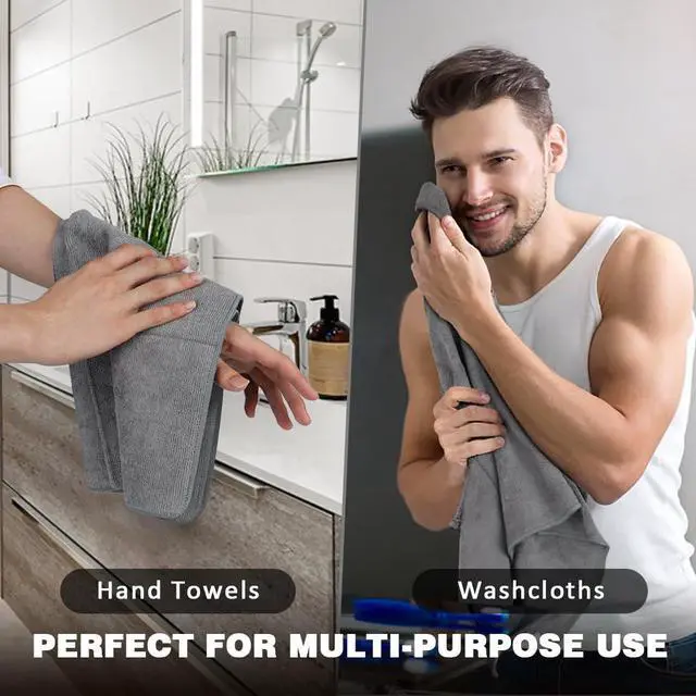 Alt view image 3 of 7 - Gym Towels, Highly Absorbent Sweat Towels, Soft and Quick Drying Gym Towel for Daily Use, Multi-Purpose Towel for Sport, Salon, Spa, Hotel, 16 x 27 Inch, Grey, 3 Pack