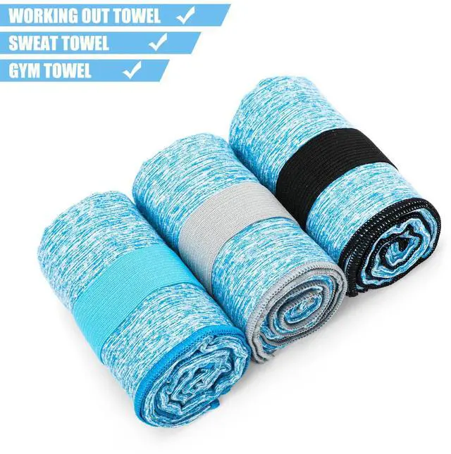 Alt view image 2 of 7 - 3 Pack Microfiber Gym Towel Quick Dry Sweat Towels Women Men Lightweight Running Cycling Fitness Hiking Tennis Exercise Outdoor Sports Towel(3 Pack(Blue))