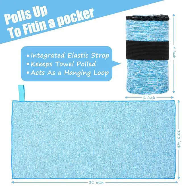 Alt view image 3 of 7 - 3 Pack Microfiber Gym Towel Quick Dry Sweat Towels Women Men Lightweight Running Cycling Fitness Hiking Tennis Exercise Outdoor Sports Towel(3 Pack(Blue))