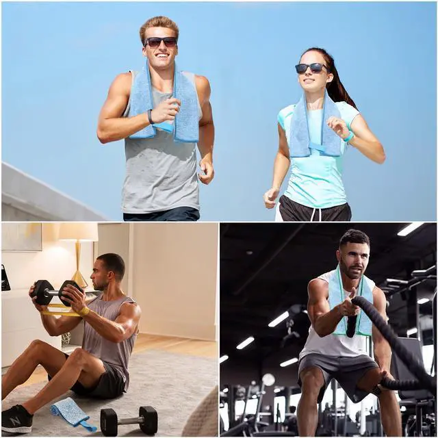 Alt view image 6 of 7 - 3 Pack Microfiber Gym Towel Quick Dry Sweat Towels Women Men Lightweight Running Cycling Fitness Hiking Tennis Exercise Outdoor Sports Towel(3 Pack(Blue))
