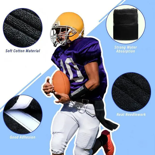 Alt view image 2 of 7 - 2 Pcs Cotton Sports Football Towel with Closure Pitching Football Sweat Towel for Sports Gym Men Women Accessories(Black,Classic)