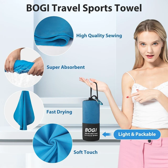 Alt view image 4 of 7 - Microfiber Quick Dry Travel Sports Towel, Blue, 40"x20" | Quick Dry Towel, Supper Absorbent Soft Lightweight Compact for Camping, Hiking, Swimming, Backpacking, Travel, Gym, Yoga