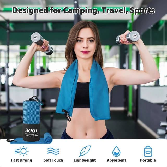 Alt view image 6 of 7 - Microfiber Quick Dry Travel Sports Towel, Blue, 40"x20" | Quick Dry Towel, Supper Absorbent Soft Lightweight Compact for Camping, Hiking, Swimming, Backpacking, Travel, Gym, Yoga