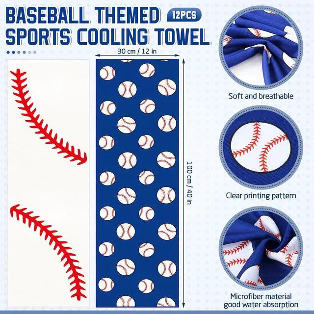 Alt view image 2 of 5 - 12 Pack Baseball Cooling Towels for Sports Teams Gifts 40 x 12 in Sport Cooling Towels Bulk Microfiber Ice Rags for Softball Soccer Baseball Party Favors, Swag Bags & Outdoor Workouts