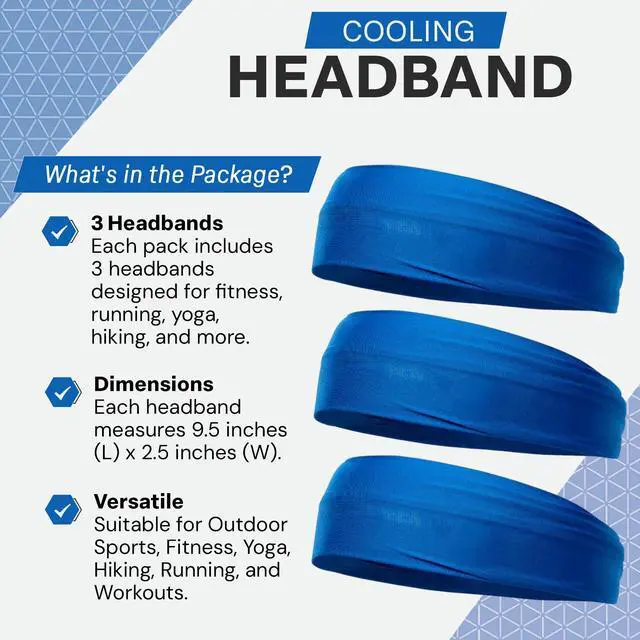 Alt view image 2 of 7 - Instant Cooling Headband for Women and Men, 3 Pack, Blue