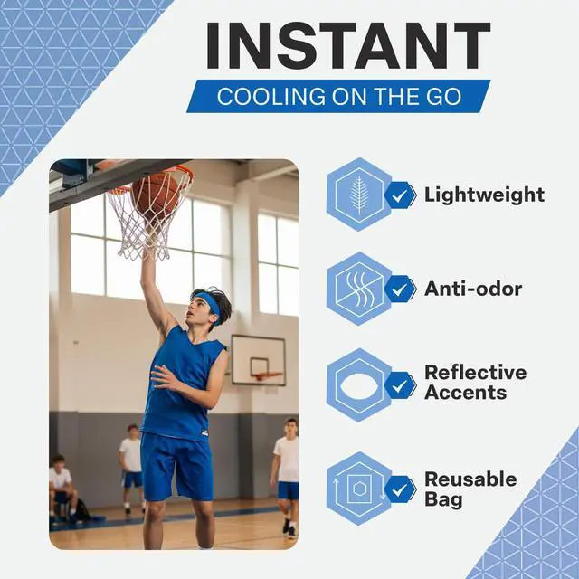 Alt view image 7 of 7 - Instant Cooling Headband for Women and Men, 3 Pack, Blue