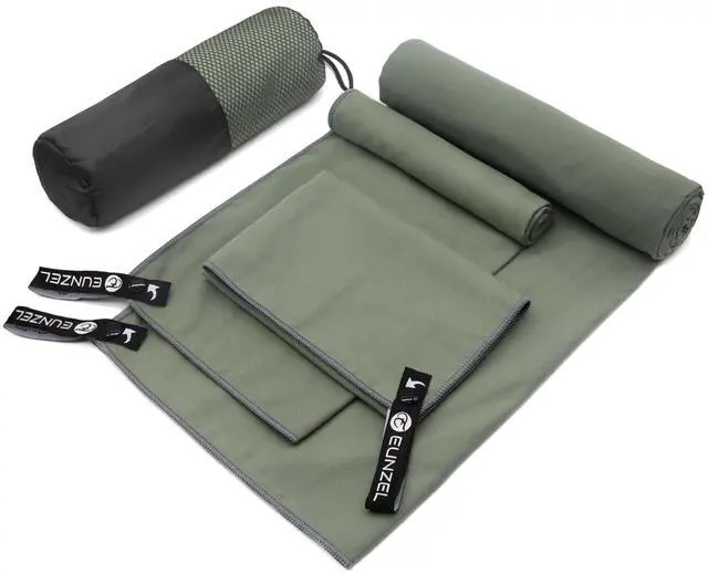 Main image of Quick Dry Camping Towel, Microfiber Travel Towel 3 Size at 1 Pack,Fast Drying Towel Set for Camping, Beach, Gym, Sports, Yoga & Swimming Pool, Army Green