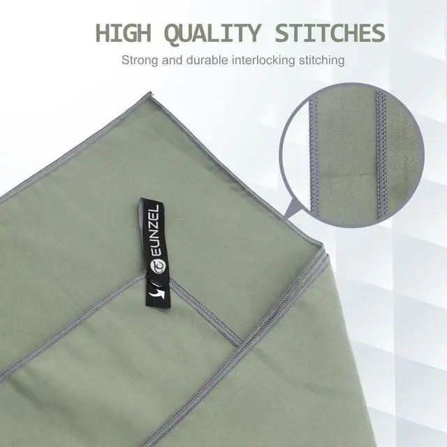 Alt view image 3 of 7 - Quick Dry Camping Towel, Microfiber Travel Towel 3 Size at 1 Pack,Fast Drying Towel Set for Camping, Beach, Gym, Sports, Yoga & Swimming Pool, Army Green