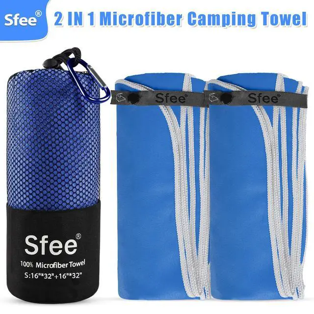 Alt view image 4 of 6 - 2 Pack Microfiber Travel Towel, Quick Dry Camping Towel Super Absorbent Compact Lightweight Sports Gym Towels Set for Gym, Hiking, Pool, Backpacking, Bath, Yoga