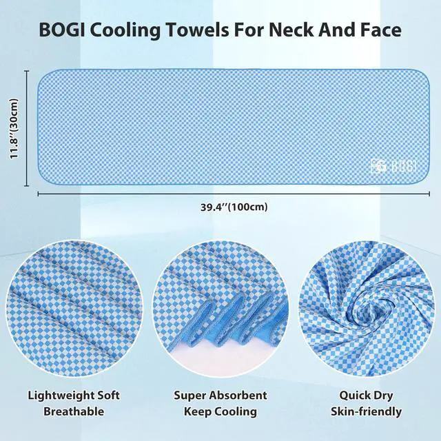 Alt view image 2 of 7 - Cooling Towel, Cooling Towels for Neck and Face-40"x12"-Ice Towel for Instant Cooling, Soft Breathable Chilly Towel, Stay Cool for Yoga, Sport, Gym, Workout, Camping & More Activities (Blue)