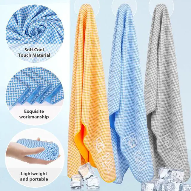 Alt view image 3 of 7 - Cooling Towel, Cooling Towels for Neck and Face-40"x12"-Ice Towel for Instant Cooling, Soft Breathable Chilly Towel, Stay Cool for Yoga, Sport, Gym, Workout, Camping & More Activities (Blue)