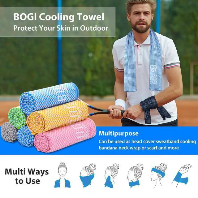 Alt view image 4 of 7 - Cooling Towel, Cooling Towels for Neck and Face-40"x12"-Ice Towel for Instant Cooling, Soft Breathable Chilly Towel, Stay Cool for Yoga, Sport, Gym, Workout, Camping & More Activities (Blue)