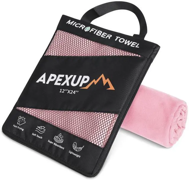 Main image of Microfiber Travel Towel, Ultra Absorbent Quick Dry Towels, Lightweight Gym Sports Camping Towel for Workout, Yoga, Beach, Shower, Swimming (24"×12", Pale Rose)