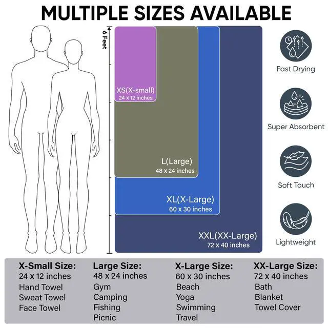 Alt view image 4 of 7 - Microfiber Travel Towel, Ultra Absorbent Quick Dry Towels, Lightweight Gym Sports Camping Towel for Workout, Yoga, Beach, Shower, Swimming (24"×12", Pale Rose)