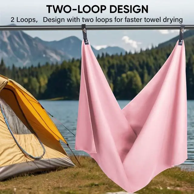 Alt view image 6 of 7 - Microfiber Travel Towel, Ultra Absorbent Quick Dry Towels, Lightweight Gym Sports Camping Towel for Workout, Yoga, Beach, Shower, Swimming (24"×12", Pale Rose)