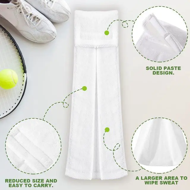 Alt view image 3 of 7 - 6 Pcs Football Towel Cotton Quarterback Football Field Hand Towel with Hook and Loop Fastener for Sports Football Golf Gym Accessories(White)