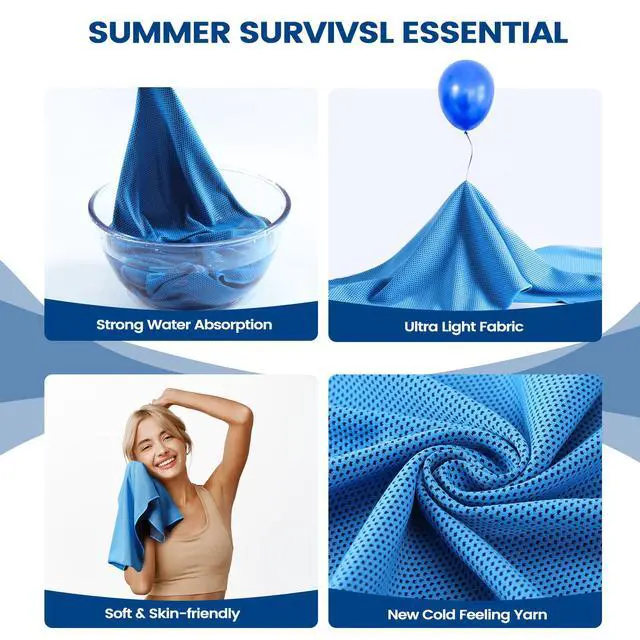 Alt view image 4 of 7 - 6 Pack Cooling Towels, 40x12 Breathable Gym Towel for Neck Face