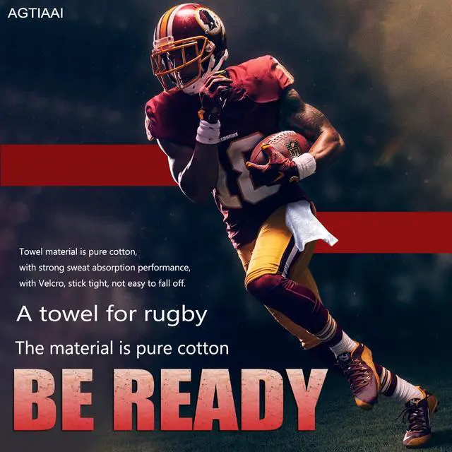 Alt view image 2 of 7 - Cotton White Football Towel Quarterback - Hand Towels with Hook and Loop Closure - Versatile Sports Towels for Softball, Gym, Yoga, Golf - Men, Women, Youth