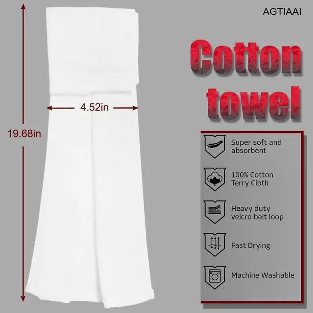 Alt view image 4 of 7 - Cotton White Football Towel Quarterback - Hand Towels with Hook and Loop Closure - Versatile Sports Towels for Softball, Gym, Yoga, Golf - Men, Women, Youth