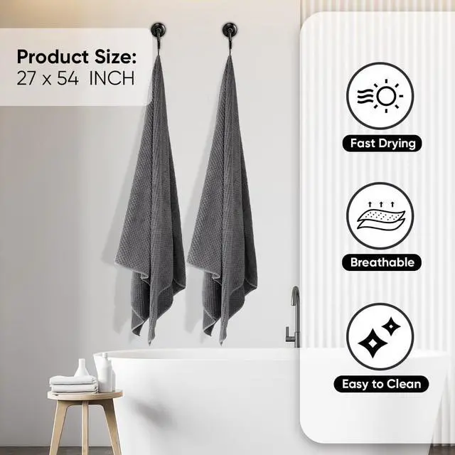 Alt view image 2 of 7 - Bath Towels 2PK, Microfiber Ultra Soft Bathroom Towel, 27x54 in