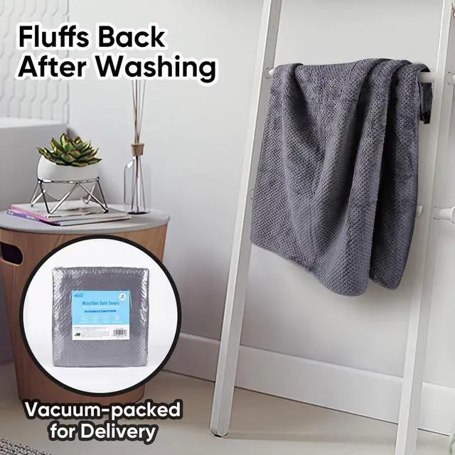 Alt view image 6 of 7 - Bath Towels 2PK, Microfiber Ultra Soft Bathroom Towel, 27x54 in