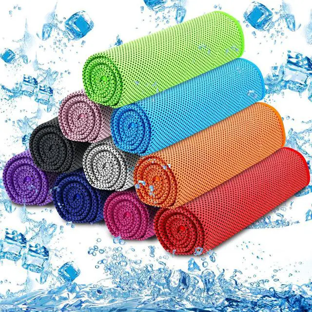 Main image of 10 Pack Cooling Towels, Cooling Towels for Neck and Face, Sweat Microfiber Towel Soft Breathable Towel for Gym, Yoga, Camping, Running, Fitness, Workout & More Activities