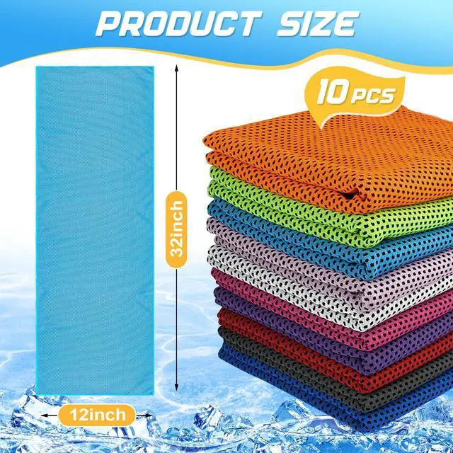 Alt view image 2 of 7 - 10 Pack Cooling Towels, Cooling Towels for Neck and Face, Sweat Microfiber Towel Soft Breathable Towel for Gym, Yoga, Camping, Running, Fitness, Workout & More Activities