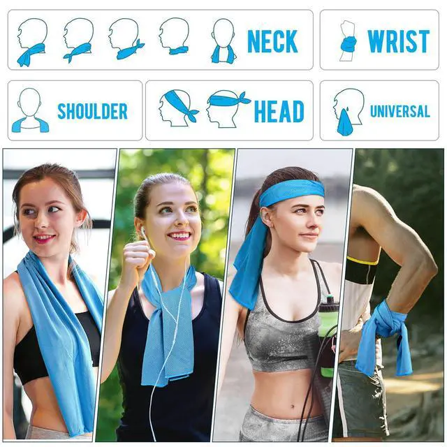 Alt view image 5 of 7 - 10 Pack Cooling Towels, Cooling Towels for Neck and Face, Sweat Microfiber Towel Soft Breathable Towel for Gym, Yoga, Camping, Running, Fitness, Workout & More Activities