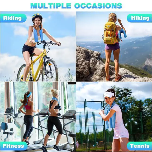 Alt view image 6 of 7 - 10 Pack Cooling Towels, Cooling Towels for Neck and Face, Sweat Microfiber Towel Soft Breathable Towel for Gym, Yoga, Camping, Running, Fitness, Workout & More Activities