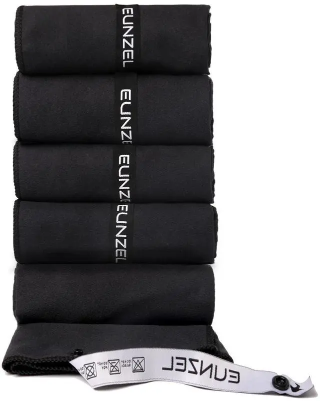 Main image of Microfiber Workout Towel,Quick Dry Silver Ion Absorbent Sweat Gym Towel for Workout, Camping, Travel, Exercise& Fitness 31.5"x15.7", Set of 5 Black