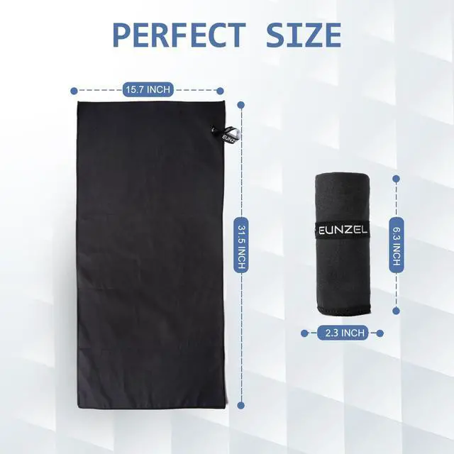Alt view image 7 of 7 - Microfiber Workout Towel,Quick Dry Silver Ion Absorbent Sweat Gym Towel for Workout, Camping, Travel, Exercise& Fitness 31.5"x15.7", Set of 5 Black