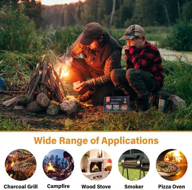 Alt view image 7 of 7 - Fire Starter, Mini Natural Fire Starters for Campfires, BBQ Grill, Charcoal Chimney, Outdoor Pit, Indoor Fireplace, Wood Stove - Water Resistant Firestarter Sticks - Camping Accessories Essentials
