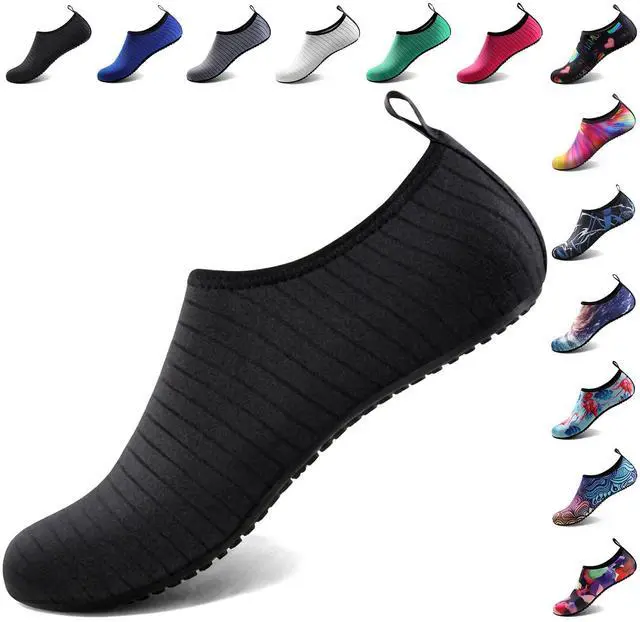 Main image of Water Shoes for Women Men Quick-Dry Aqua Socks Swim Beach Barefoot Yoga Exercise Wear Sport Accessories Pool Camping Must Haves Adult Youth Size, Black-w001, 11.5-12.5 Women/10.5-11.5 Men