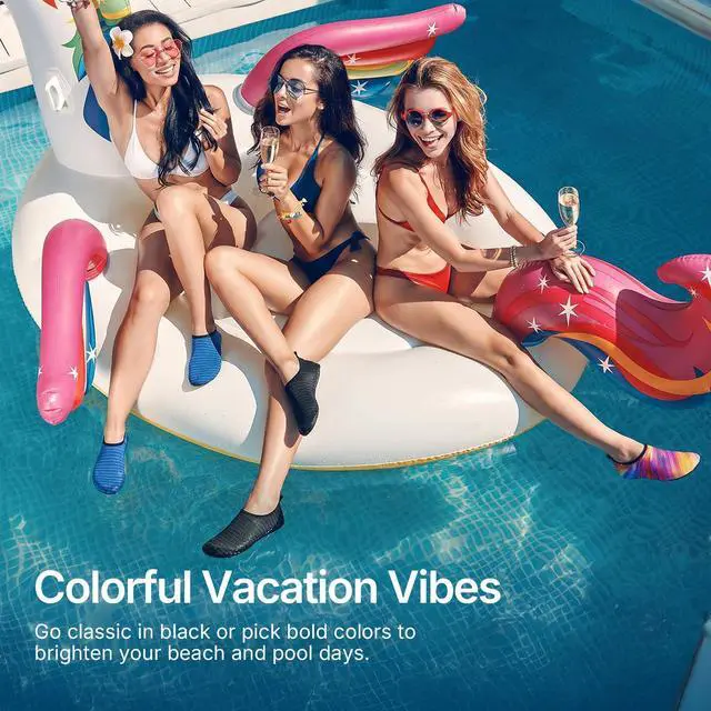 Alt view image 3 of 7 - Water Shoes for Women Men Quick-Dry Aqua Socks Swim Beach Barefoot Yoga Exercise Wear Sport Accessories Pool Camping Must Haves Adult Youth Size, Black-w001, 11.5-12.5 Women/10.5-11.5 Men