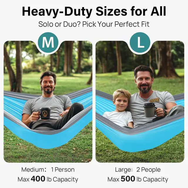 Alt view image 2 of 6 - Camping Hammock 400lbs Capacity Outdoor Camping Essentials, Single