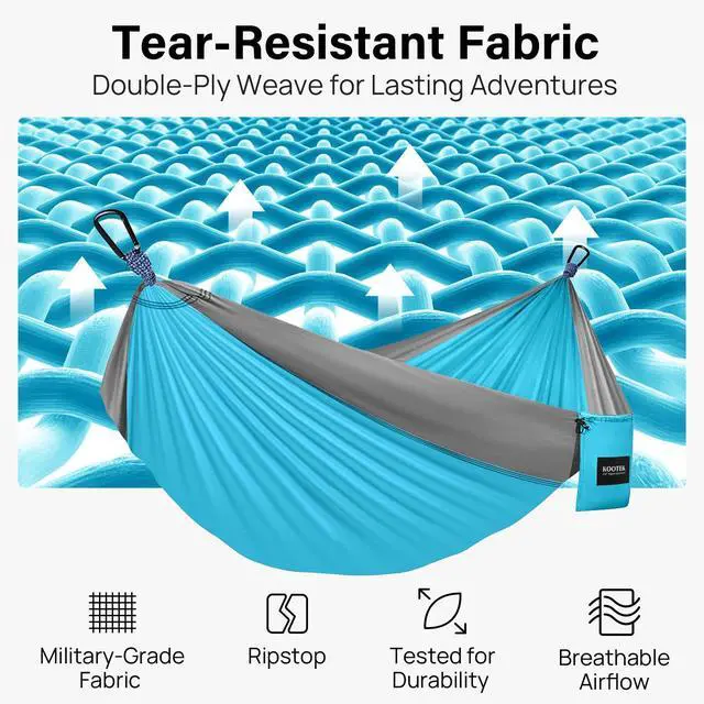 Alt view image 3 of 6 - Camping Hammock 400lbs Capacity Outdoor Camping Essentials, Single