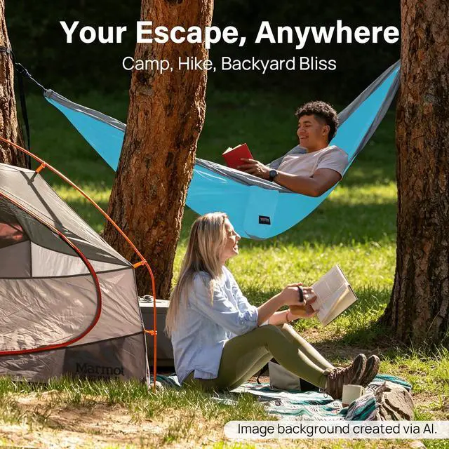 Alt view image 6 of 6 - Camping Hammock 400lbs Capacity Outdoor Camping Essentials, Single