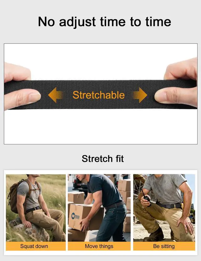Alt view image 4 of 7 - Men's Stretch Tactical Belt, 1.5" Elastic Nylon Web with Flip Buckle