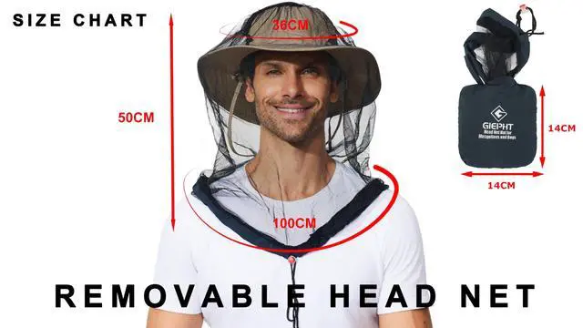 Alt view image 2 of 6 - 2 Pack Mosquito Head Net Mesh for Hiking & Outdoors,Bug Netting over Hat Adults Insect Gnat Fly Protection Face Cover Mask Hood Midge Clothing Jacket